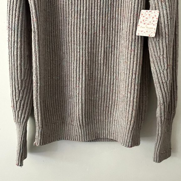 NWT Free People Leo Tunic Silver Gleam Gray Cowl Neck Sweater sz XS - Picture 3 of 14